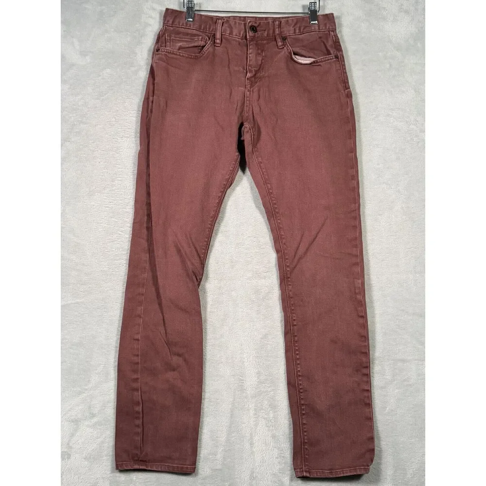 Roark Jeans Mens 30x30 Brown Red Hwy 133 Slim Straight‎ Broken Twill